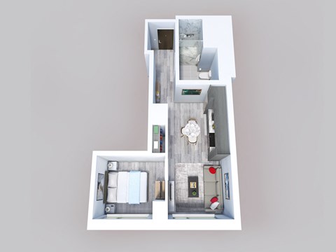 Floor plan for 1 bed, 1 bath, 437 sqft